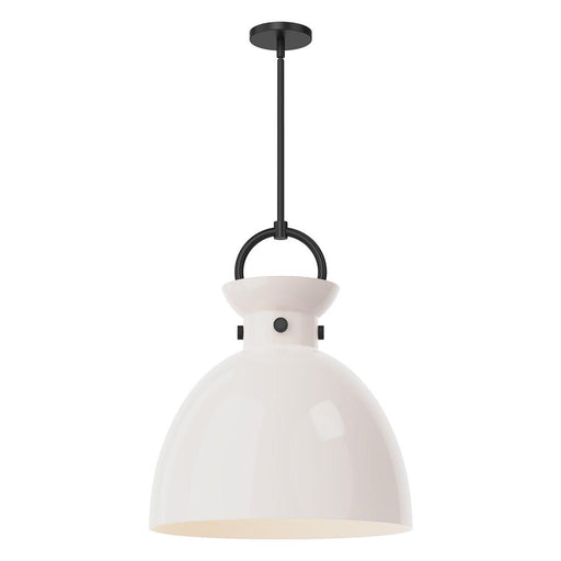 Waldo 18-in Matte Black/glossy Opal Glass 1 Light Pendant | PD411818MBGO