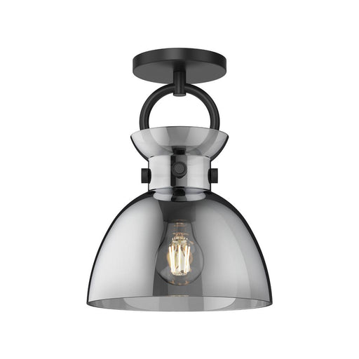 Waldo 9-in Matte Black/smoked 1 Light Semi Flush Mount | SF411809MBSM