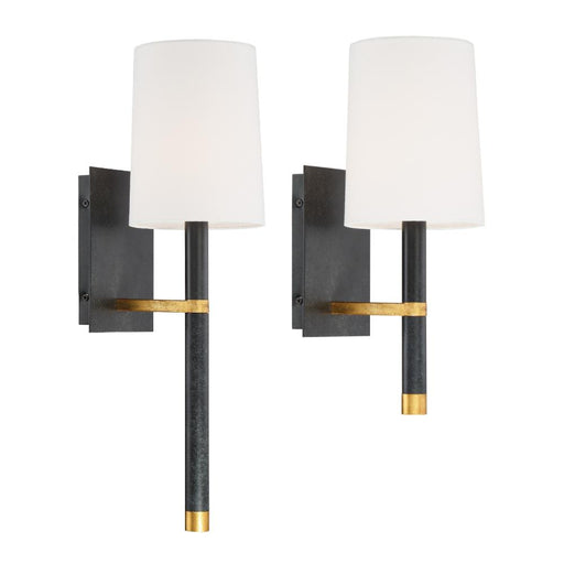 Crystorama Weston 1 Light Black + Antique Gold Sconce