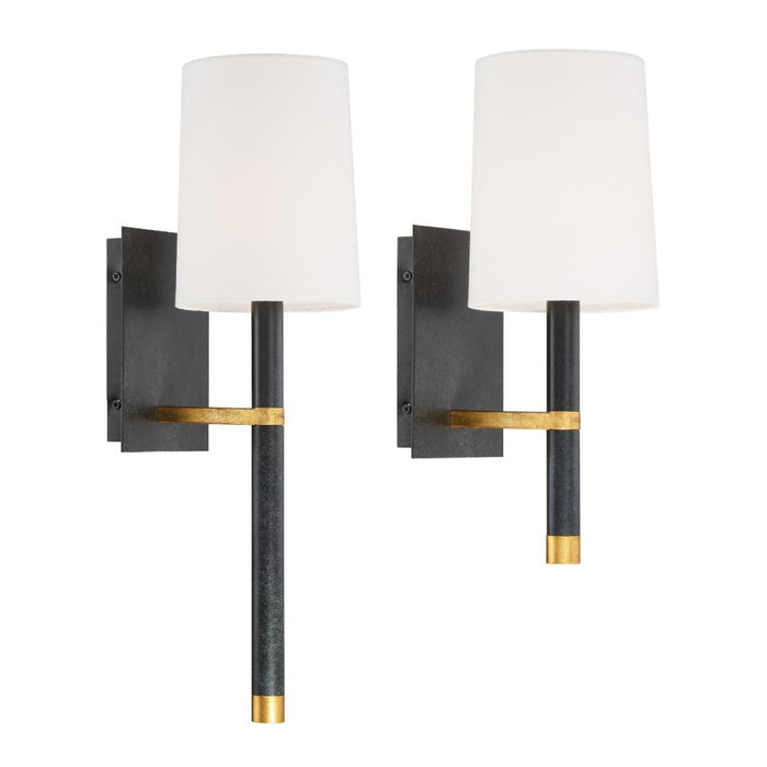 Weston 1 Light Black + Antique Gold Sconce | WES-9901-BK-GA
