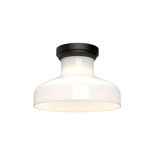 Westlake 11-in Glossy Opal Glass/matte Black 1 Light Flush Mount | FM540011MBGO