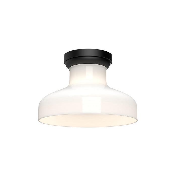 Westlake 11-in Glossy Opal Glass/matte Black 1 Light Flush Mount | FM540011MBGO