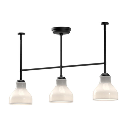 Westlake 34-in Glossy Opal Glass/matte Black 3 Lights Linear Pendant | LP540334MBGO