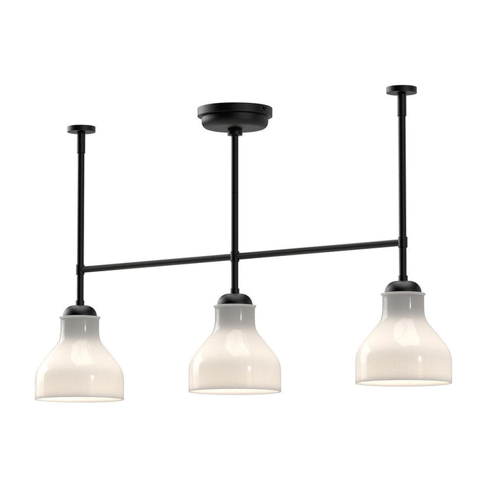 Westlake 34-in Glossy Opal Glass/matte Black 3 Lights Linear Pendant | LP540334MBGO