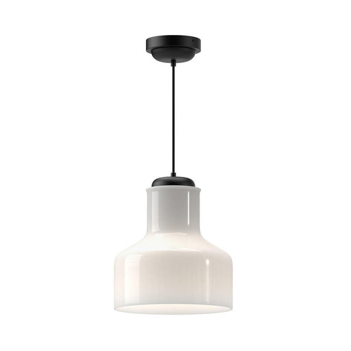 Westlake 11-in Glossy Opal Glass/matte Black 1 Light Pendant | PD540411MBGO