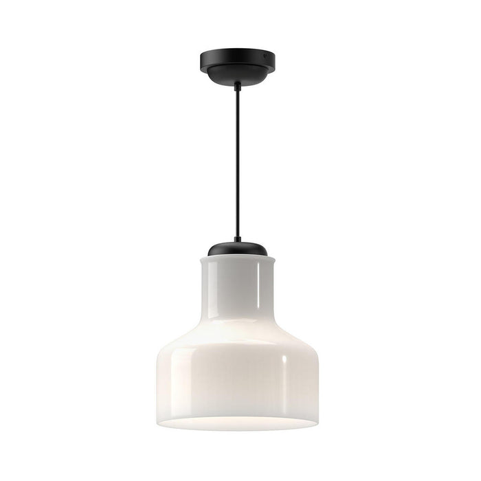 Westlake 11-in Glossy Opal Glass/matte Black 1 Light Pendant | PD540411MBGO