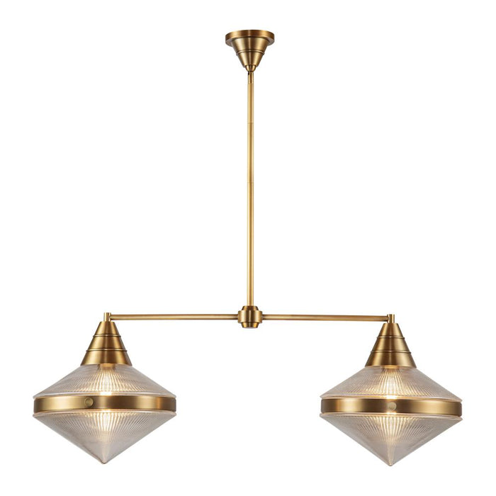 Willard 41-in Vintage Brass/prismatic Glass 2 Lights Linear Pendant | LP348241VBPG