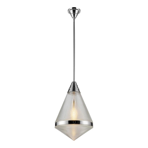 Willard 22-in Polished Nickel/prismatic Glass 1 Light Pendant | PD348022PNPG