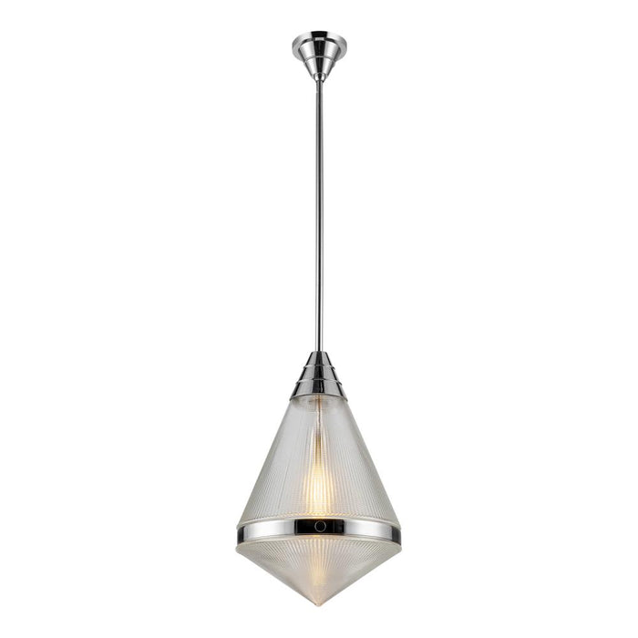 Willard 22-in Polished Nickel/prismatic Glass 1 Light Pendant | PD348022PNPG