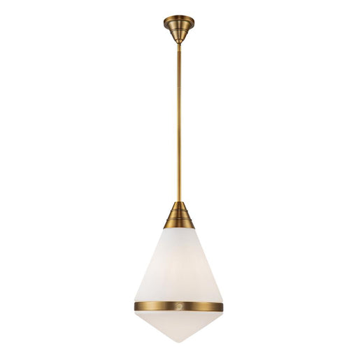 Willard 22-in Vintage Brass/opal Matte Glass 1 Light Pendant | PD348022VBOP
