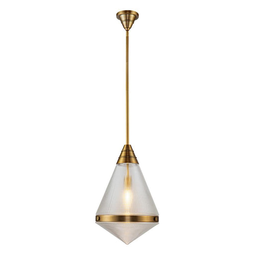 Willard 22-in Vintage Brass/prismatic Glass 1 Light Pendant | PD348022VBPG