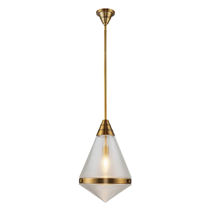 Willard 22-in Vintage Brass/prismatic Glass 1 Light Pendant | PD348022VBPG