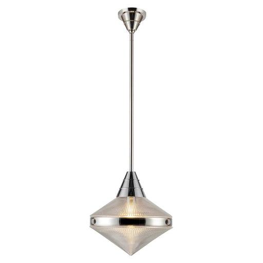 Willard 14-in Polished Nickel/prismatic Glass 1 Light Pendant | PD348114PNPG