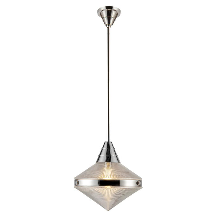 Willard 14-in Polished Nickel/prismatic Glass 1 Light Pendant | PD348114PNPG
