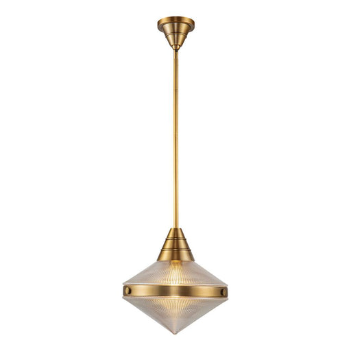 Willard 14-in Vintage Brass/prismatic Glass 1 Light Pendant | PD348114VBPG