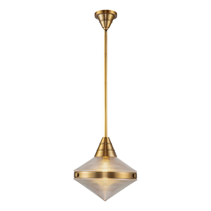 Willard 14-in Vintage Brass/prismatic Glass 1 Light Pendant | PD348114VBPG