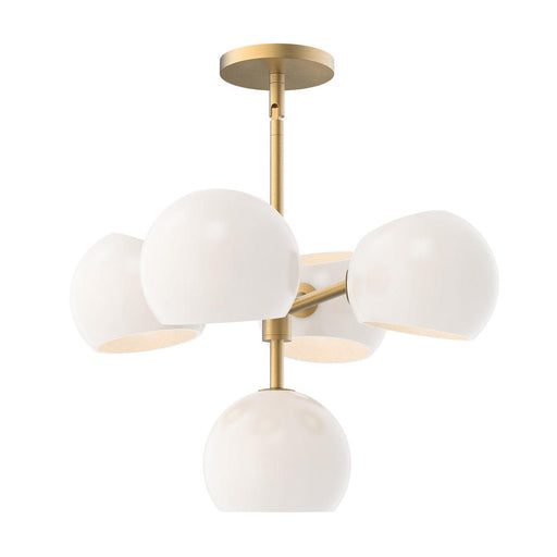 Alora Willow 18-in Brushed Gold/Opal Matte Glass 5 Lights Chandeliers