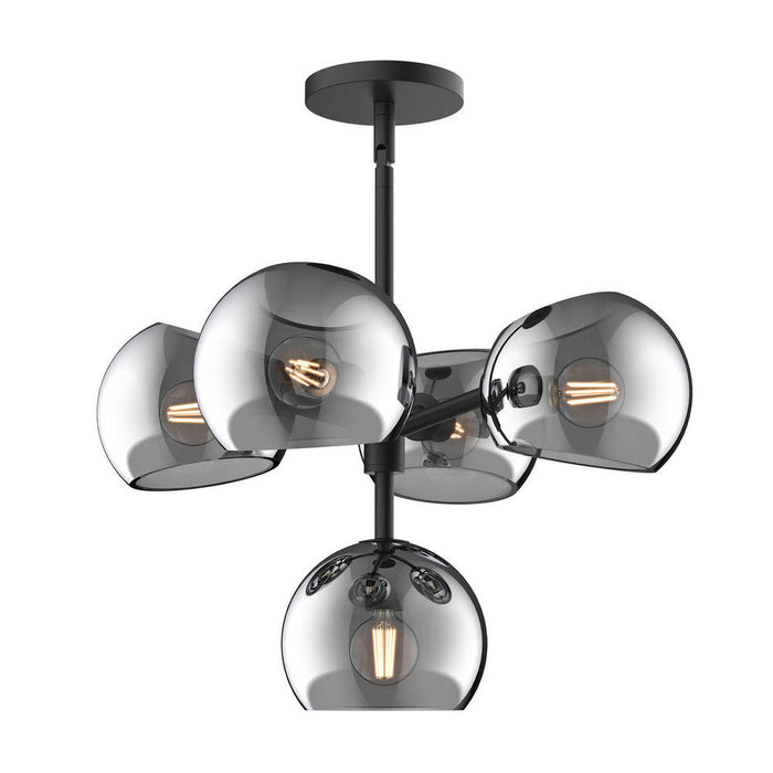 Willow 18-in Matte Black/smoked Solid Glass 5 Lights Chandeliers | CH548518MBSM