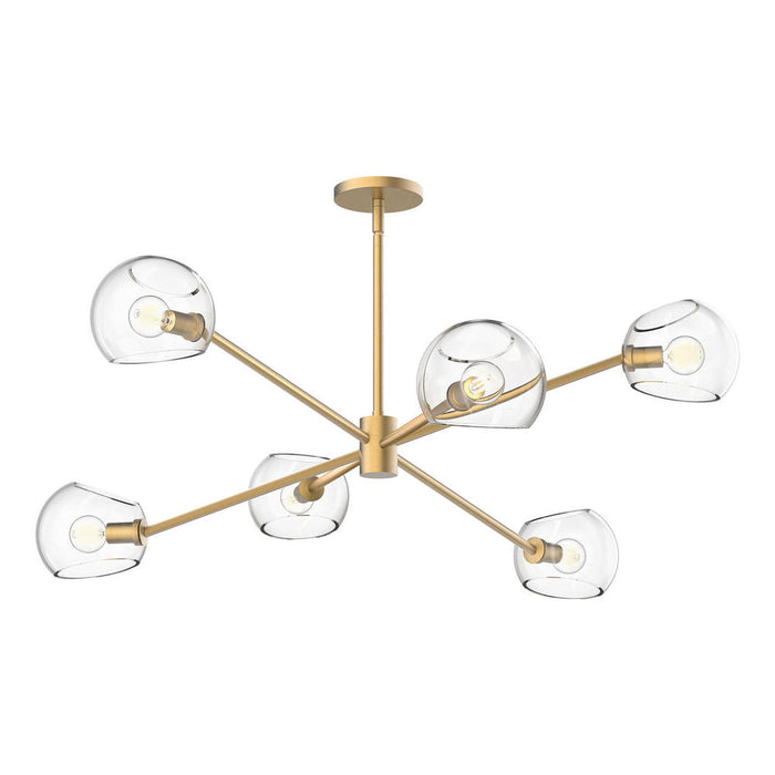 Willow 37-in Brushed Gold/clear Glass 6 Lights Chandeliers | CH548637BGCL