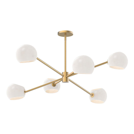 Alora Willow 37-in Brushed Gold/Opal Matte Glass 6 Lights Chandeliers
