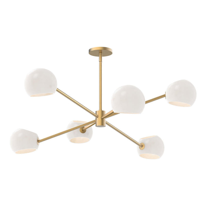 Alora Willow 37-in Brushed Gold/Opal Matte Glass 6 Lights Chandeliers