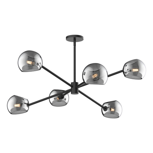 Alora Willow 37-in Matte Black/Smoked Solid Glass 6 Lights Chandeliers