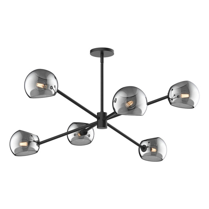 Willow 37-in Matte Black/smoked Solid Glass 6 Lights Chandeliers | CH548637MBSM