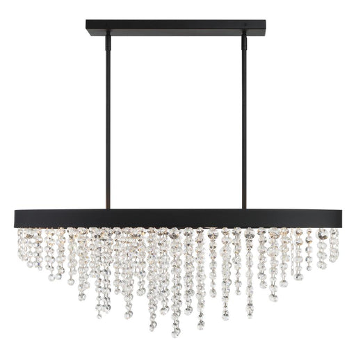 Winham 8 Light Black Forged Linear Oval Chandelier | WIN-619-BF-CL-MWP