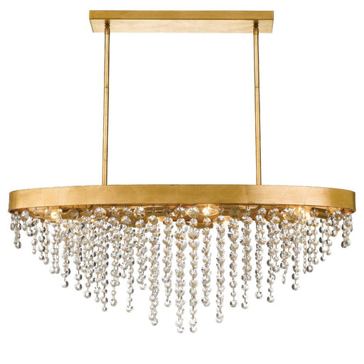 Winham 8 Light Antique Gold Crystal Linear Oval Chandelier | WIN-619-GA-CL-MWP