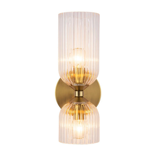 Nelly 12-in Brushed Gold/clear Ribbed Glass Socket Wall/vanity Light | WV442612BGCR