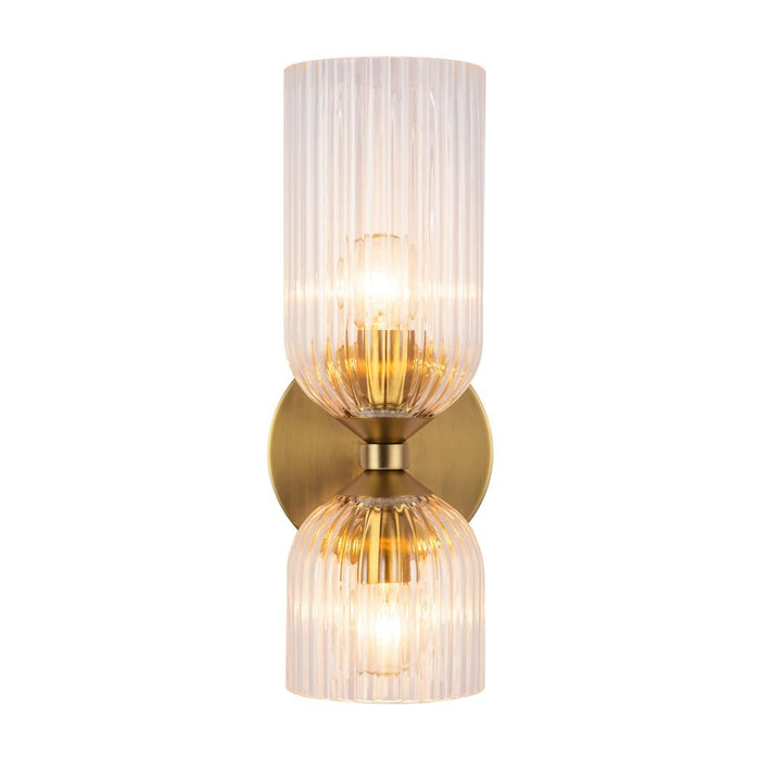 Nelly 12-in Brushed Gold/clear Ribbed Glass Socket Wall/vanity Light | WV442612BGCR