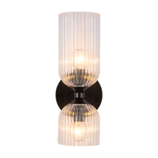 Nelly 12-in Matte Black/clear Ribbed Glass Socket Wall/vanity Light | WV442612MBCR