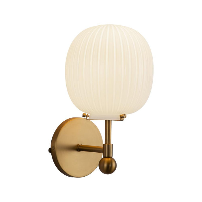 Cherise 7-in Brushed Gold/glossy Ribbed Opal Glass Socket Wall/vanity Light | WV579107BGGR