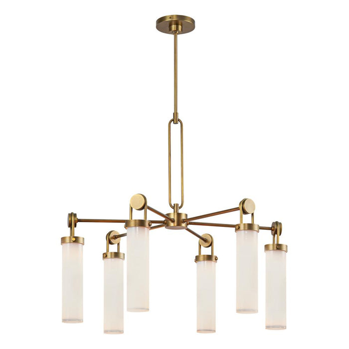 Alora Wynwood 32-in Vintage Brass/Glossy Opal 6 Lights Chandeliers