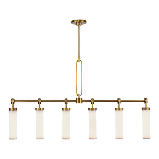 Alora Wynwood 52-in Vintage Brass/Glossy Opal 6 Lights Linear Pendant