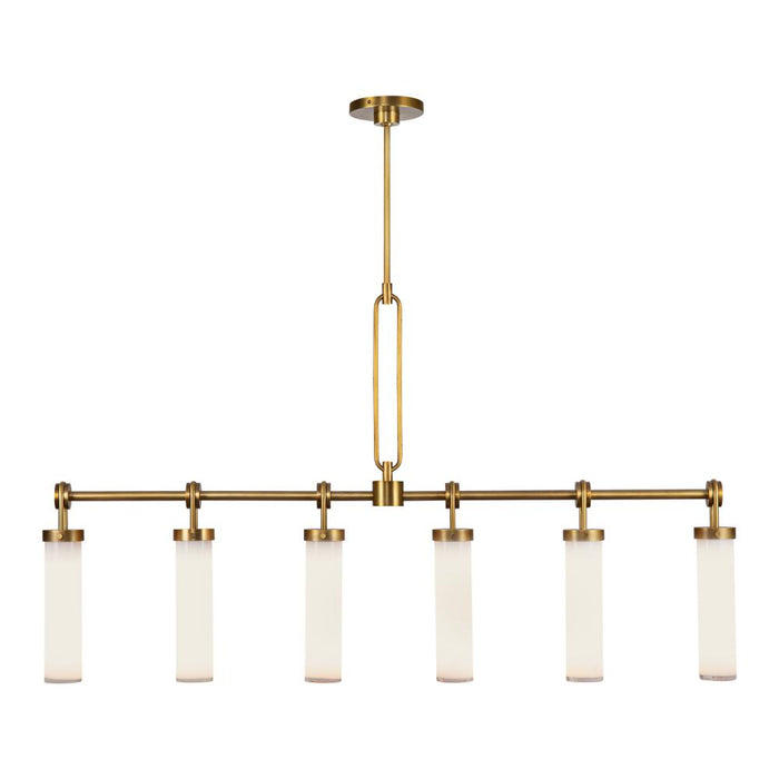 Wynwood 52-in Vintage Brass/glossy Opal 6 Lights Linear Pendant | LP355652VBGO