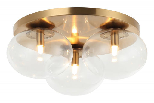 Matteo 3 LT 16"DIA "BULBUS" AGED GOLD CEILING MOUNT / CLEAR GLASS G9 LED 10W