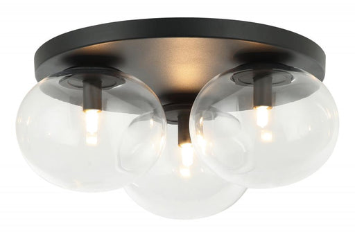 Matteo 3 LT 16"DIA "BULBUS" MATTE BLACK CEILING MOUNT / CLEAR GLASS G9 LED 10W