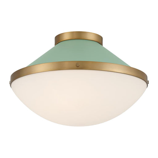 Crystorama Xander 2 Light Vibrant Gold + Green Flush Mount