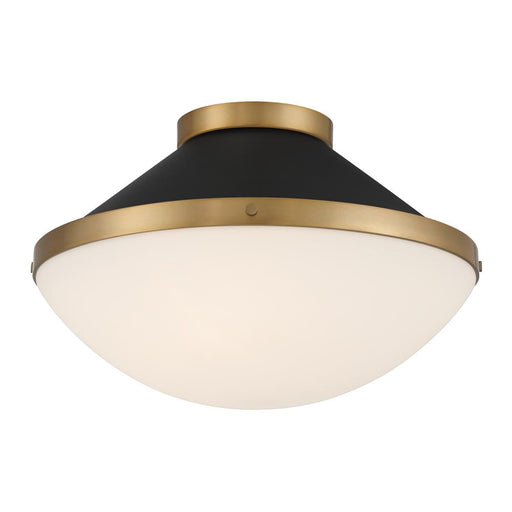 Crystorama Xander 2 Light Vibrant Gold + Matte Black Flush Mount