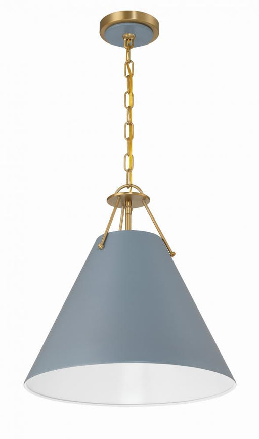 Crystorama Xavier 3 Light Vibrant Gold + Blue Pendant