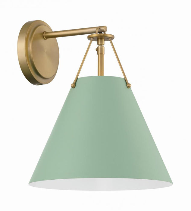 Crystorama Xavier 1 Light Vibrant Gold + Green Sconce