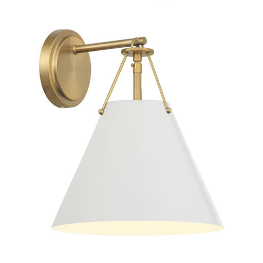 Crystorama Xavier 1 Light Vibrant Gold + White Sconce