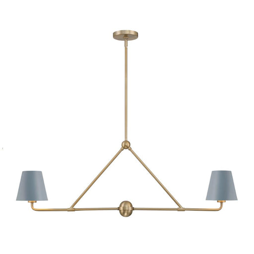 Crystorama Xavier 2 Light Vibrant Gold + Blue Linear Chandelier