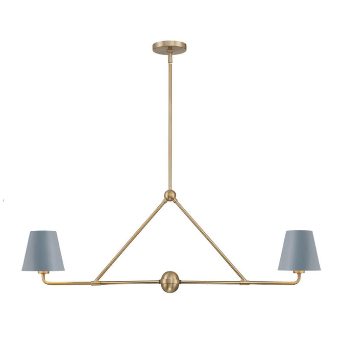 Xavier 2 Light Vibrant Gold + Blue Linear Chandelier | XAV-B9302-VG-BL