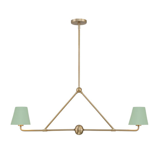 Crystorama Xavier 2 Light Vibrant Gold + Green Linear Chandelier