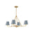 Xavier 4 Light Vibrant Gold + Blue Chandelier | XAV-B9304-VG-BL