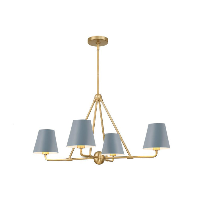 Xavier 4 Light Vibrant Gold + Blue Chandelier | XAV-B9304-VG-BL
