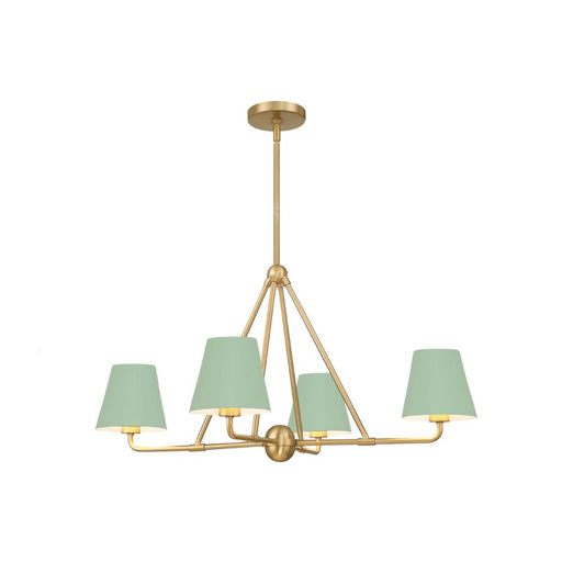 Crystorama Xavier 4 Light Vibrant Gold + Green Chandelier