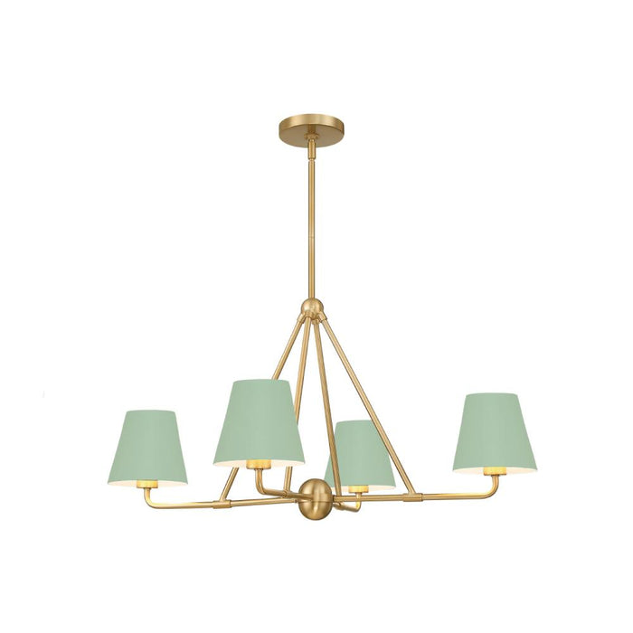 Xavier 4 Light Vibrant Gold + Green Chandelier | XAV-B9304-VG-GR